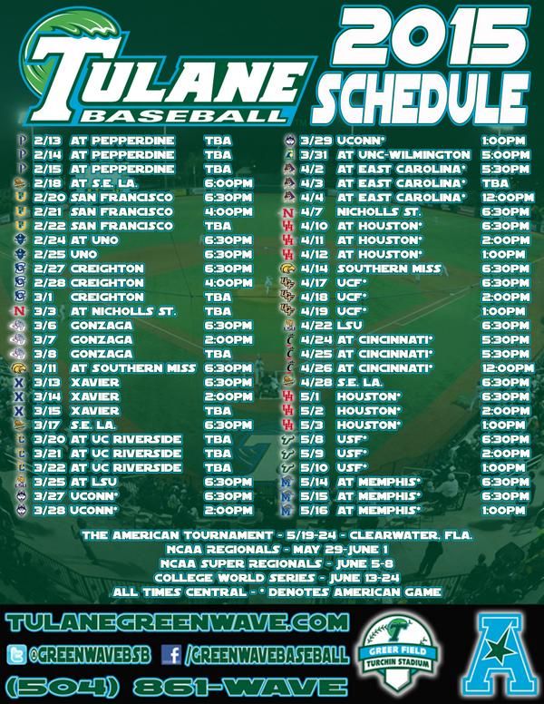 Unofficial Tulane Athletics Talk 2015 Tulane Baseball Schedule