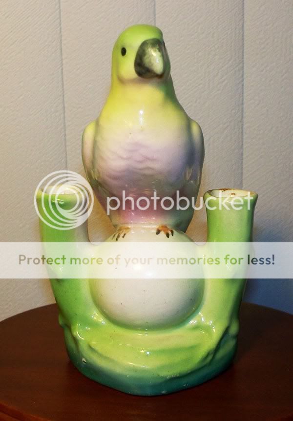 Vtg Czechoslovakia Bird Parrot Parakeet Figurine Vase Old Dime Mark 